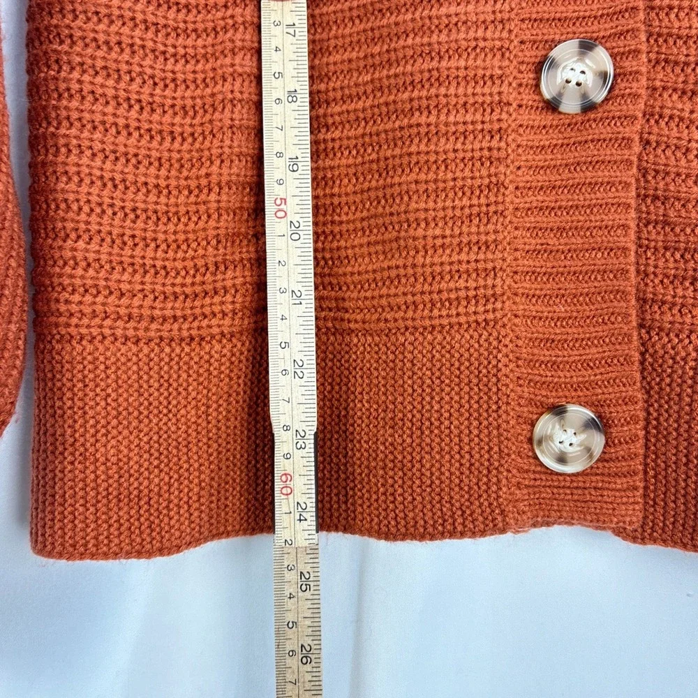 Kojooin Button Front Cardigan Women's Small Rust Knit Sweater‎ Casual Cozy Fall